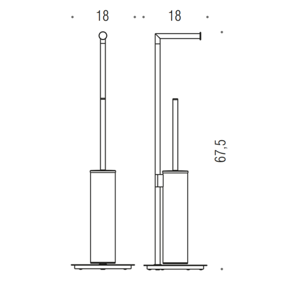 Стойка COLOMBO DESIGN MINI B4018.GM с держателем туалетной бумаги и ершиком цвет графит матовый
